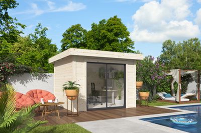 Studio de jardin en bois naturel Lydia - ép.28 mm - 11,5 m² hors-tout - Livraison à domicile incluse - WHITE WOOD