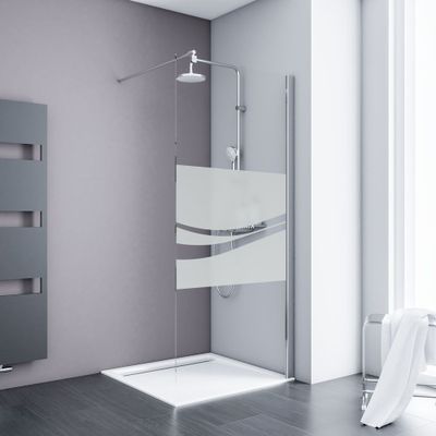 Paroi de douche à l'italienne 120x190 cm profilé chrome verre sérigraphié liane 6 mm NewStyle - SCHULTE