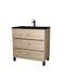 Meuble de salle de bains Timber 3 tiroirs 80 x 83 x 46 cm MDF chêne naturel + vasque céramique noire - AURLANE