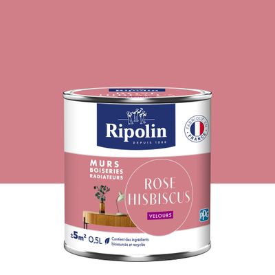 Peinture murs, boiseries et radiateurs rose hibiscus velours 0,5 L - RIPOLIN