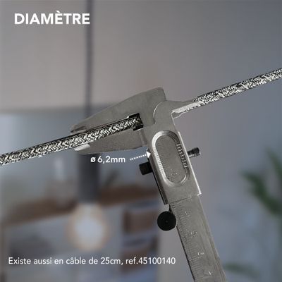 Câble électrique tissu gris chiné 3m - TIBELEC