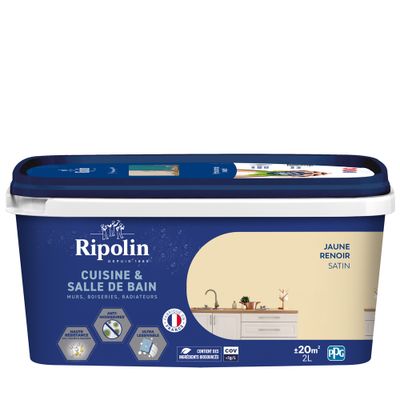 Peinture Cuisine & Bain Jaune Renoir satin 2 L - RIPOLIN