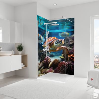 Panneaux muraux de douche 90+90x210 cm tortue DécoDesign Photo - SCHULTE