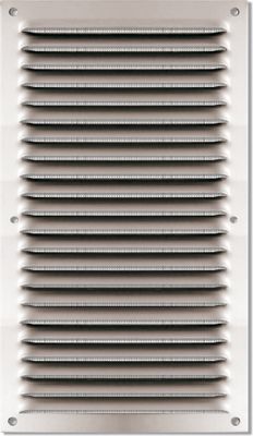 Grille d'aération rectangulaire aluminium anodisé à persienne 140 x 250 mm avec moustiquaire AUTOGYRE