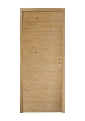 Bloc-porte fin de chantier H.204 X l.83 cm décor plaqué chêne ALTAÏ âme pleine poussant droit - SMIS
