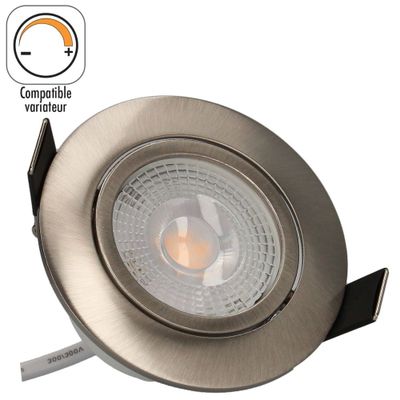 Spot LED encastrable dimmable et orientable module remplaçable Acier - Ruby ARLUX