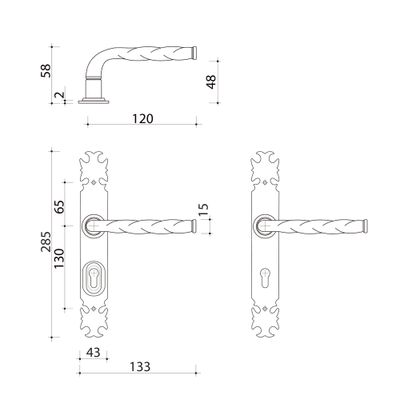 Poignées de porte col long Lorraine noir à cylindre ALPERTEC