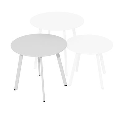 Table basse de jardin MASSAI acier blanc ø 45 cm 2 places - PROLOISIRS