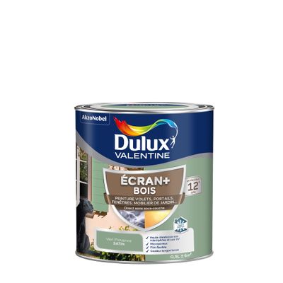 Peinture Ecran+ Bois  Satin Vert Provence 0,5 L - DULUX VALENTINE