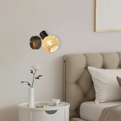 Spot avec interrupteur métal noir/ naturel E14 15W MALYA COREP