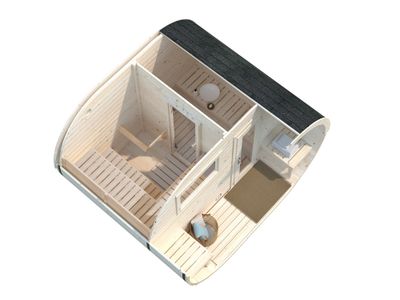 Sauna extérieur rond en bois Palmako Anette 6 places avec poêle - 12,1m² - PALMAKO