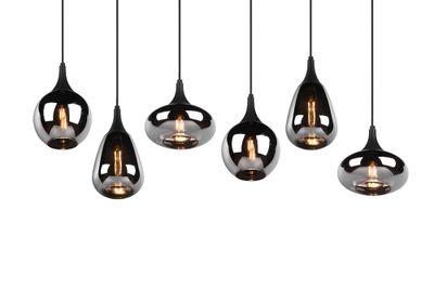 Suspension E14 Lumina noir et verre chromé 6x40W - TRIO