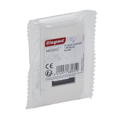 Plaque de finition 1 module Blanc - Mosaic LEGRAND