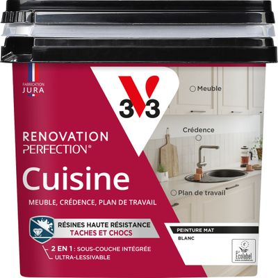 Peinture de rénovation pour cuisine blanc finition mate  0,75L - V33