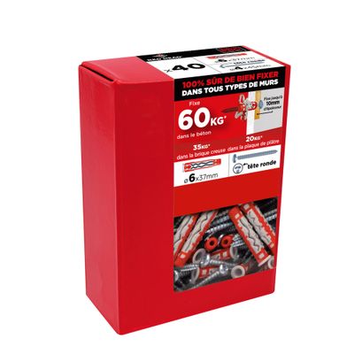 Chevilles MX 6 x 37 mm par 40  avec vis TR 4 x 45 mm RED HEAD