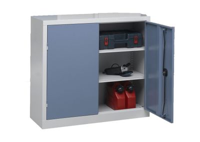 Armoire haute industrielle avec portes battantes gris/bleu 100 x 120 x 43 - SNOR
