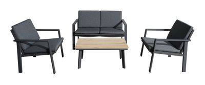 Salon de jardin SUNSET aluminium graphite 4 places - PROLOISIRS