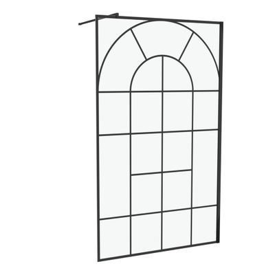 Paroi de douche à l'italienne 120x195 cm profilé noir verre sérigraphié 5 mm Garden - AURLANE