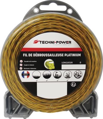 Fil nylon torsade platinium 3 mm 15 m TECHNI-POWER