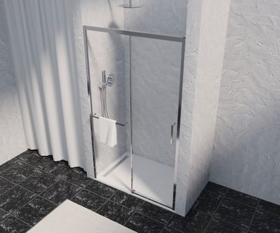 Porte de douche coulissante 100x200 cm profilé chrome verre transparent 8 mm Signature - OCEA