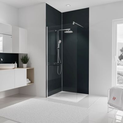 Panneaux muraux de douche 90+90x255 cm anthracite DécoDesign Couleur - SCHULTE