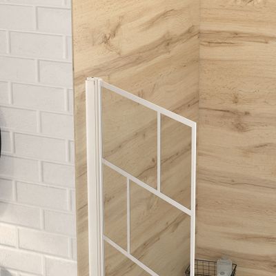 Pare-baignoire rabattable avec profilés blanc 80x140 cm Bricks White AURLANE