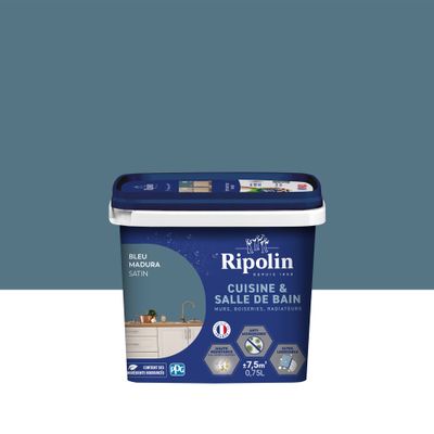 Peinture Cuisine & Bain Bleu Madura satin 0,75 L - RIPOLIN