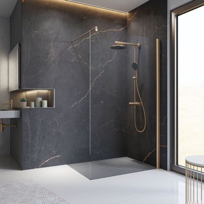 Paroi de douche à l'italienne 120x200 cm profilé cuivre verre transparent 6 mm New Style - SCHULTE