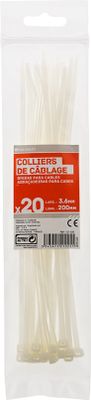 Colliers de serrage 3,6 x 200 mm transparent par 20