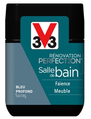 Peinture de rénovation pour salle de bains finition satinée bleu profond 75 ml V33
