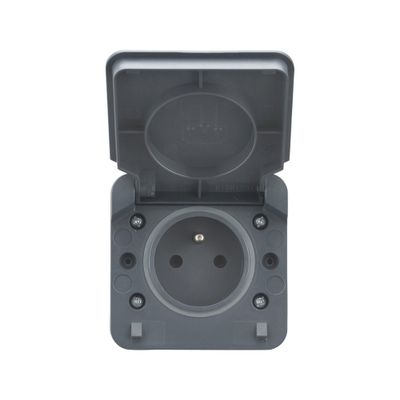 Prise 2 pôles+terre étanche IP55 anthracite Cyklone DEBFLEX