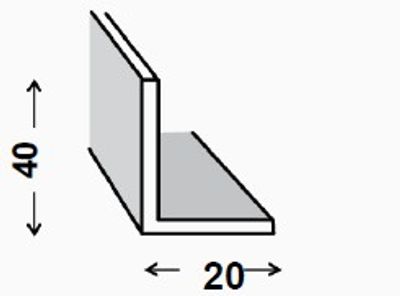 CORNIERE INEGALE ALU BRUT 40X20X1,5MM 1M CQFD