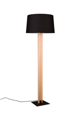 Lampadaire E27 + LED Rahul noir et bois 40W - TRIO