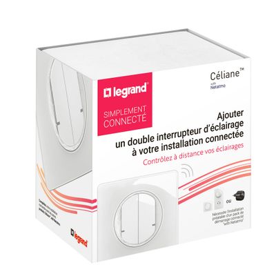 Double interrupteur connecté avec neutre + plaque Blanc - Céliane with Netatmo LEGRAND
