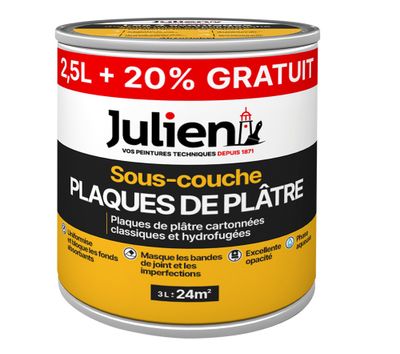 Sous-couche J6 plaque de plâtre 2,5 L + 20 % gratuit - JULIEN