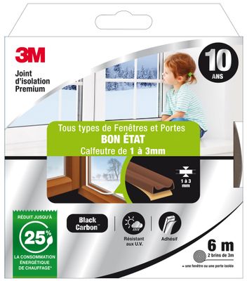Joint d'isolation pour fenêtre et porte 6 m 1 à 3 mm Premium marron 3M