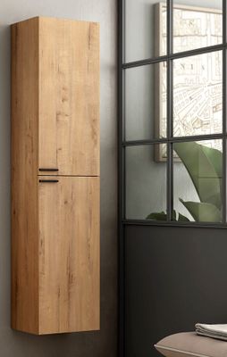 Colonne de salle de bains Reign 2 portes L35 x H150 x P30 cm bois mélaminé chêne fonce - EGORE