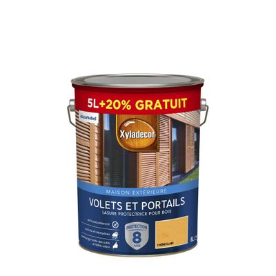 Lasure 8 ans chêne clair 5 L +20% gratuit - XYLADECOR