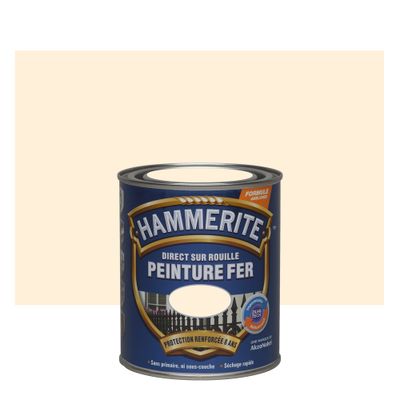 Peinture fer extérieur direct sur rouille finition lisse blanc cassé brillant 0,75 L - HAMMERITE
