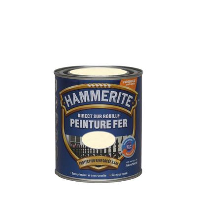 Peinture fer extérieur direct sur rouille martelé blanc brume 0,75 L - HAMMERITE