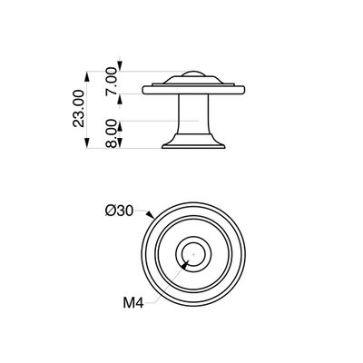 Bouton de meuble Lyonnais vieux laiton diamètre 30 mm REI