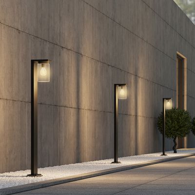 Potelet extérieur E27 100cm détecteur crépusculaire Ardila noir  IP44 40W - TRIO