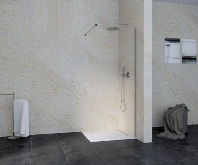 Paroi de douche à l'italienne 80x195 cm profilé chrome verre transparent 6 mm Serenity - OCEA