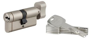 Cylindre de serrure à bouton 30 x 30 mm Transit 1 haute sécurité nickelé 5 clés THIRARD