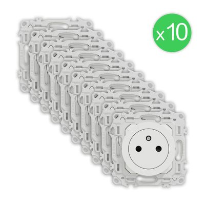 Prises affleurantes 2 pôles + terre Odace 2025 blanc par 10 - SCHNEIDER ELECTRIC