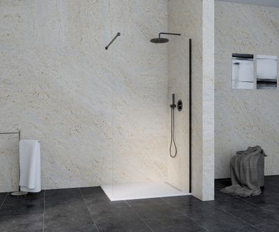 Paroi de douche à l'italienne 100x195 cm profilé noir verre transparent 6 mm Serenity - OCEA