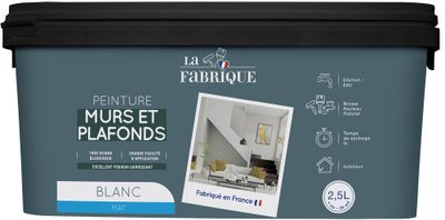 Peinture murs et plafonds blanc mat 2,5 L - LA FABRIQUE