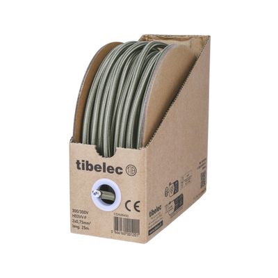 Câble électrique textile 2 x 0,75 mm² pour luminaire 25 m kaki - TIBELEC