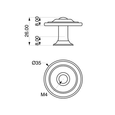 Bouton de meuble Lyonnais rond vieil argent diamètre 35 mm par 4 REI