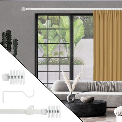 Kit tringle à rideaux extensible en métal de 1.60 à 3 m diam 16 à 19 mm Finition Blanc mat - MOBOIS